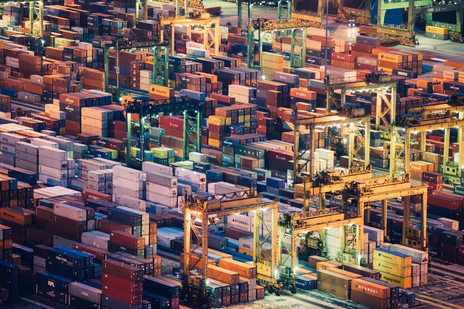 Cargo containers at a commercial port